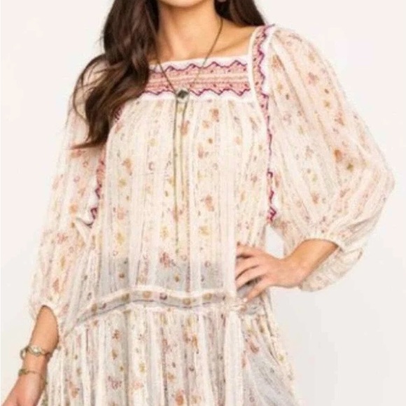 Free People Embroidered Tunic top small dance - Picture 10 of 12